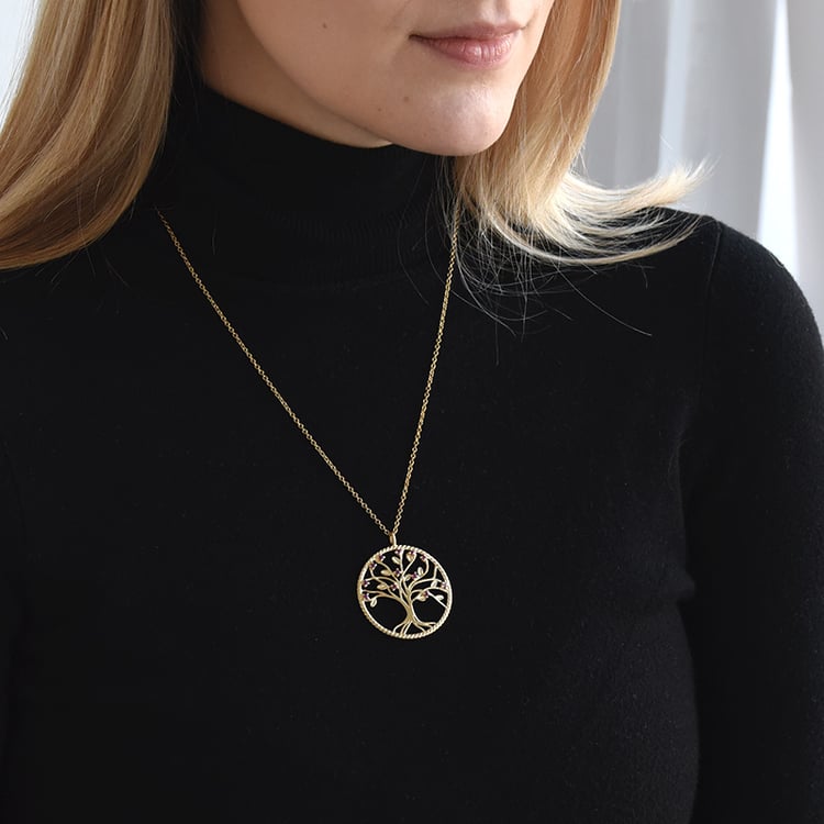 Stříbrný rhodolitový náhrdelník ve tvaru stromu 72598