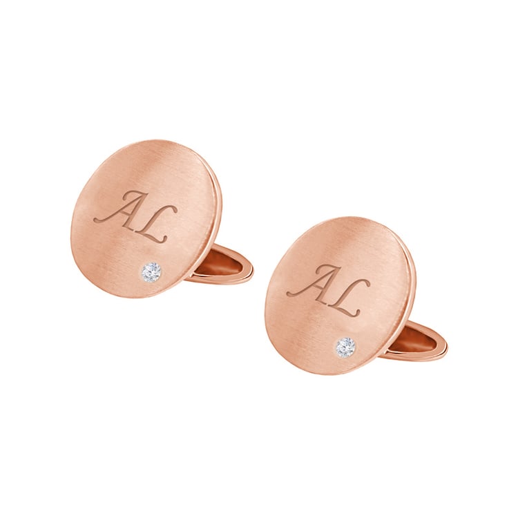 Manžetové knoflíčky ze zlata s gravírem a diamanty 35105