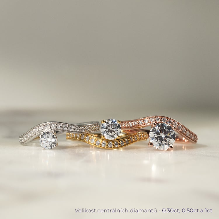 Atypický zásnubní prsten s diamanty Sami 137547