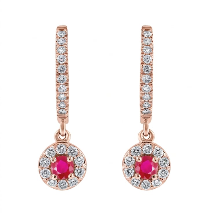 Půvabné stříbrné náušnice s rubíny a lab-grown diamanty Donna 169410
