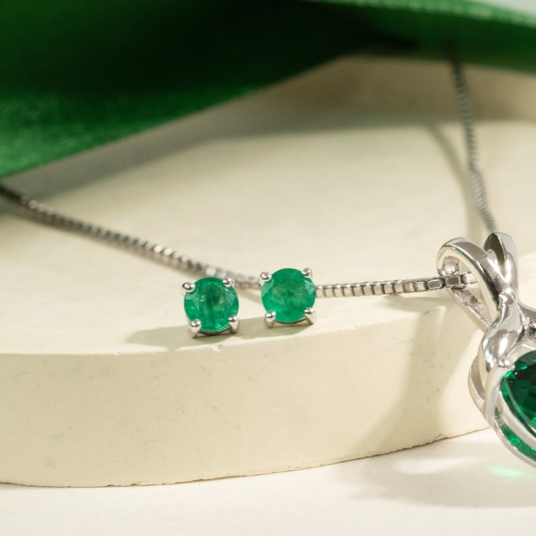 Stříbrné náušnice se smaragdy s výběrem velikosti Franci 120468