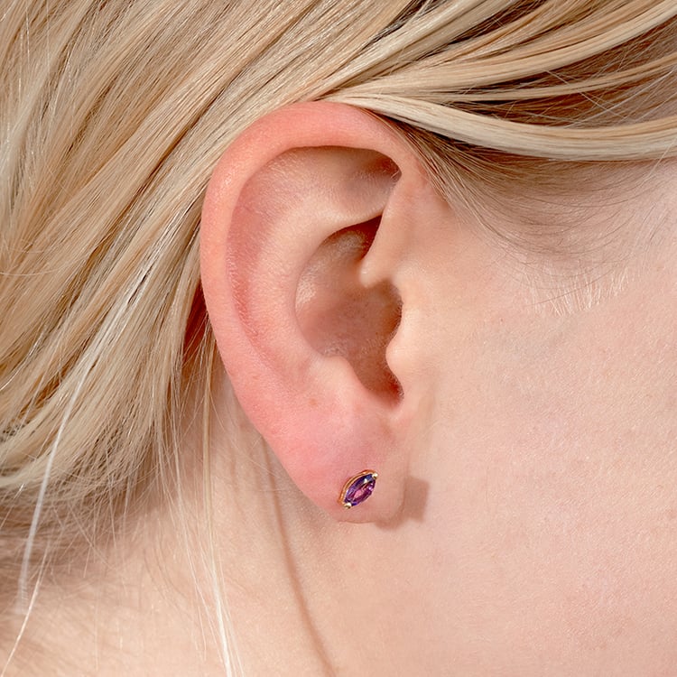 Minimalistické stříbrné náušnice s ametysty Andine 132817