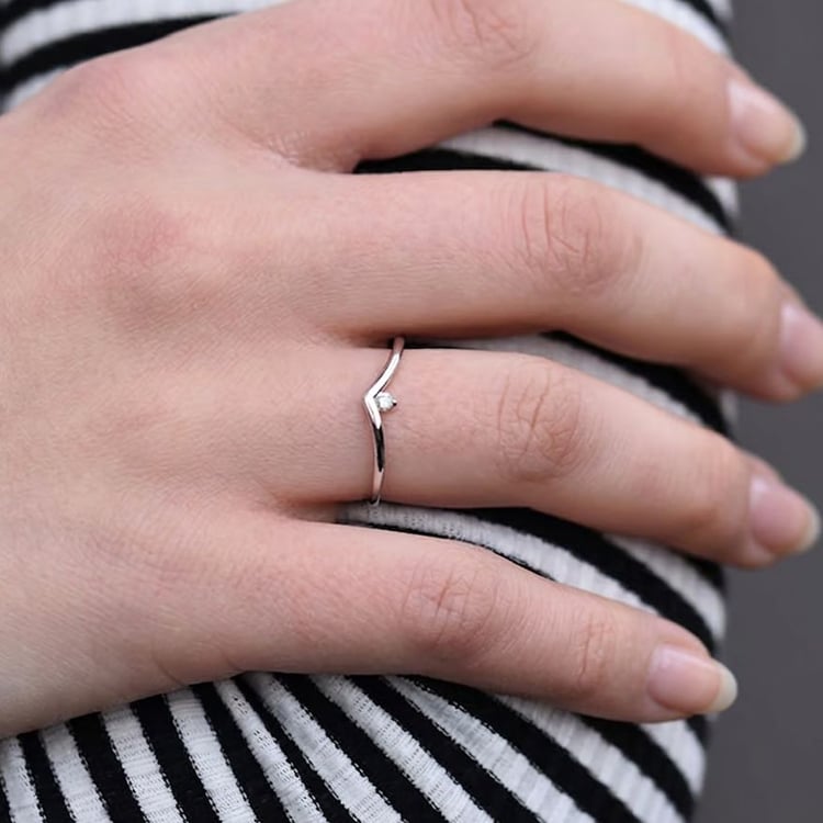 Stříbrný vykrojený prsten s lab-grown diamantem Doreen 166365