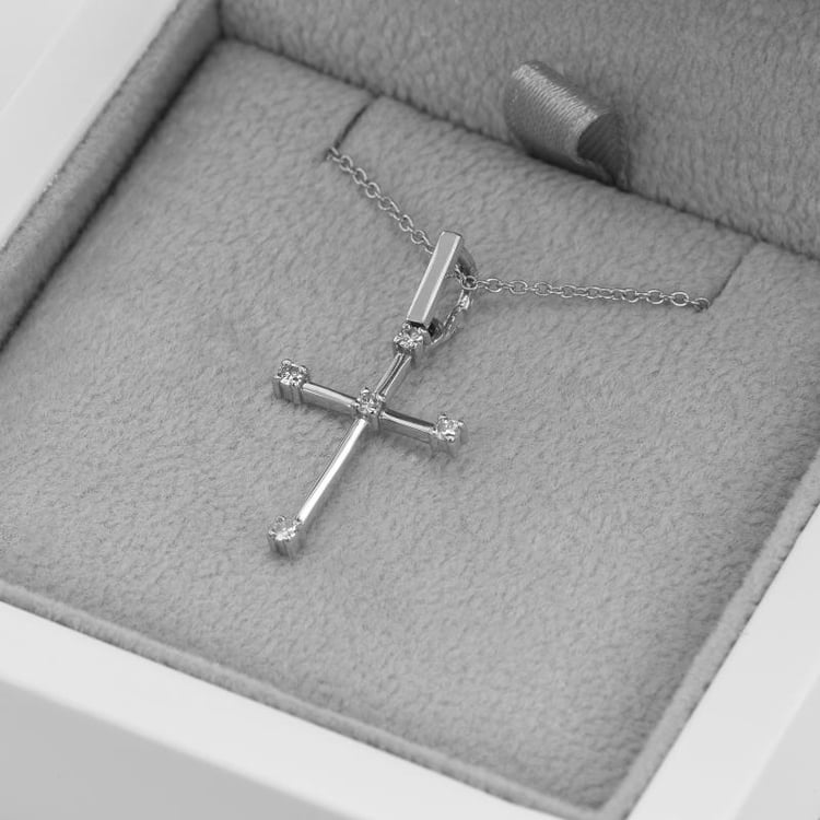 Zlatý křížek se safíry 50024