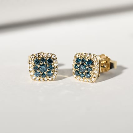 Napichovací náušnice s modrými a bílými diamanty Anya