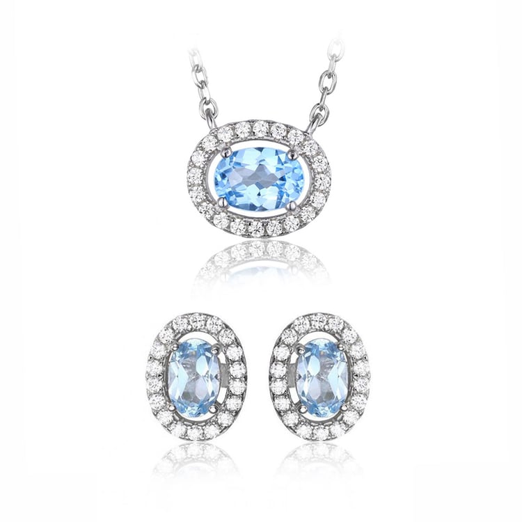 Sada šperků ze stříbra s oválnými topazy a zirkony Isaac