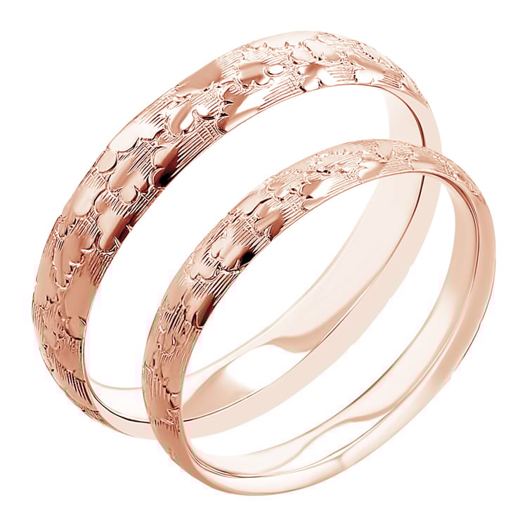 Snubní prsteny s ruční rytinou mraků Clouds