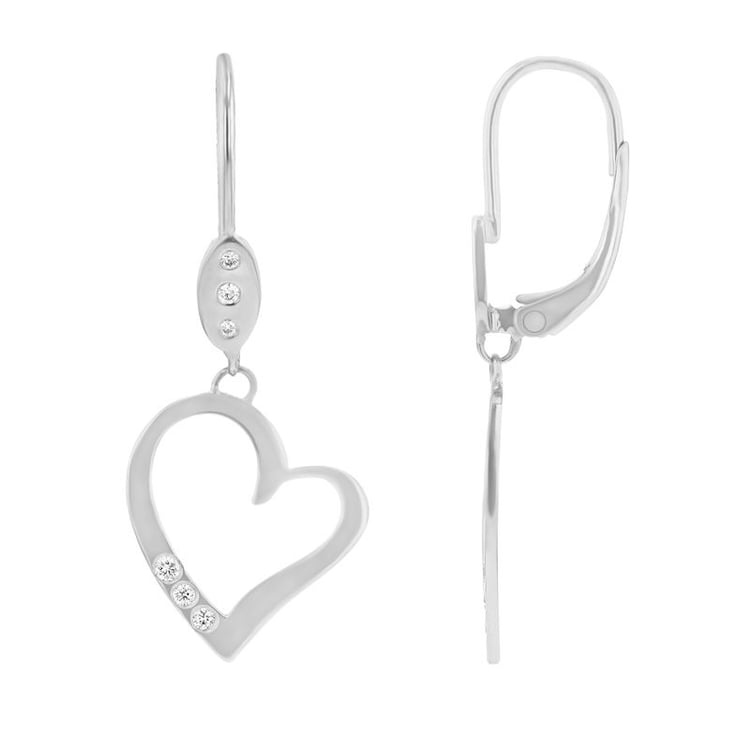 Zlaté visací náušnice ve tvaru srdce s diamanty Mekhi 98423