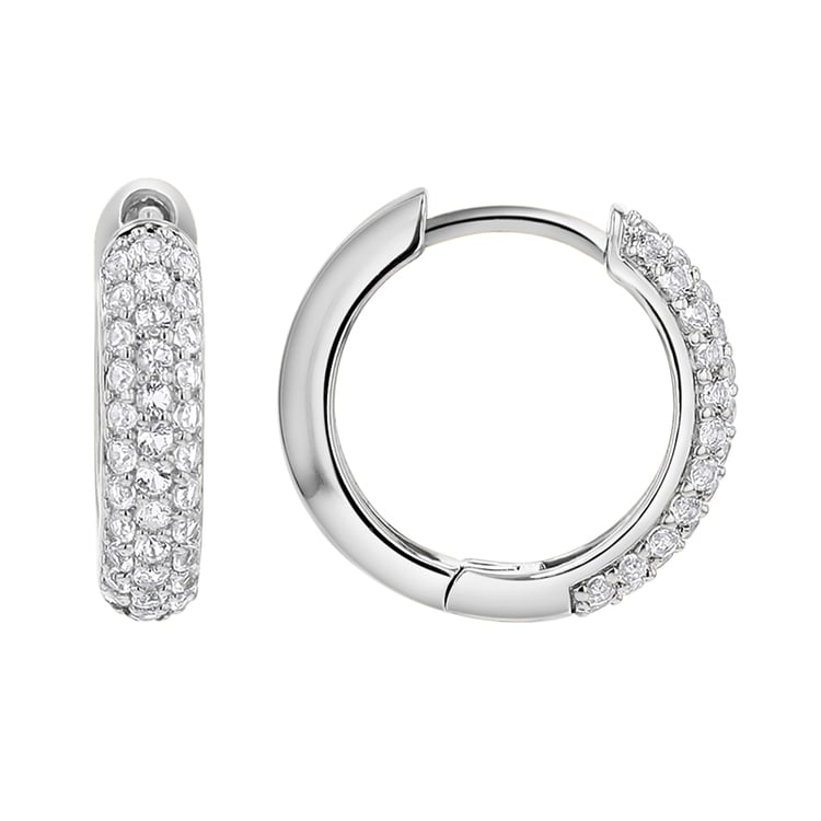 Stříbrné pavé kruhové náušnice s bílými topazy Shaviv 148644
