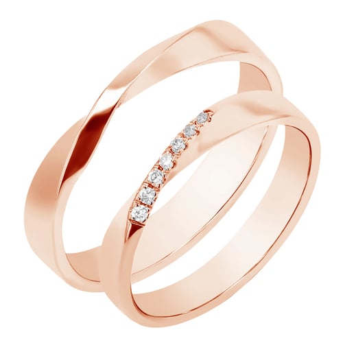 Zlaté propletené snubní prsteny s lab-grown diamanty Lasha