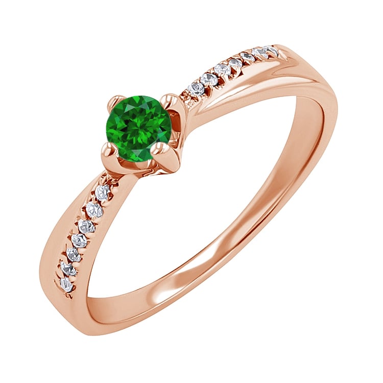 Zlatý prsten s tsavorit granátem a diamanty Sewyn 132384