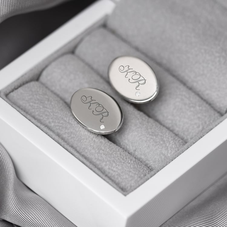 Manžetové knoflíčky s gravírem a diamanty 69815