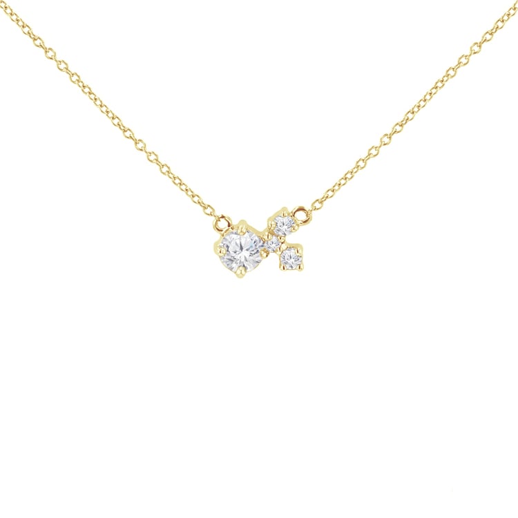 Stříbrný cluster náhrdelník s moissanitem a lab-grown diamanty Millie