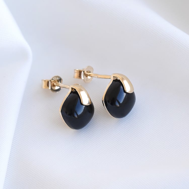 Zlaté náušnice s onyxy 81605