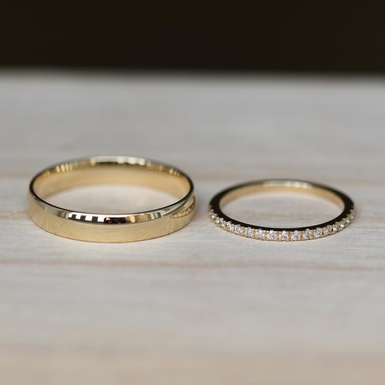 Dámský eternity prsten s moissanity a pánský komfortní prsten Adva 105266