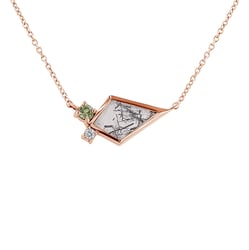 Náhrdelník s rutilovým křišťálem, olivínem a diamantem Milly