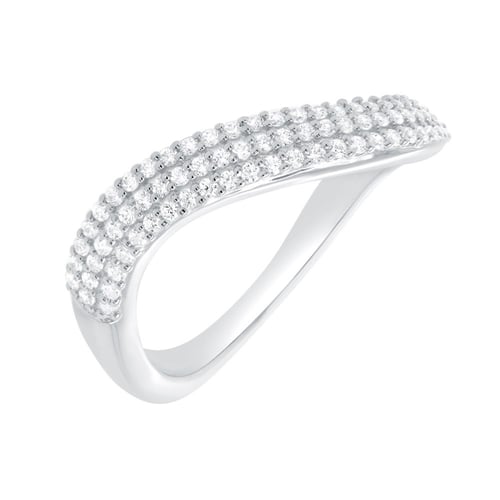 Half eternity zvlněný stříbrný prsten s lab-grown diamanty Hjalmar