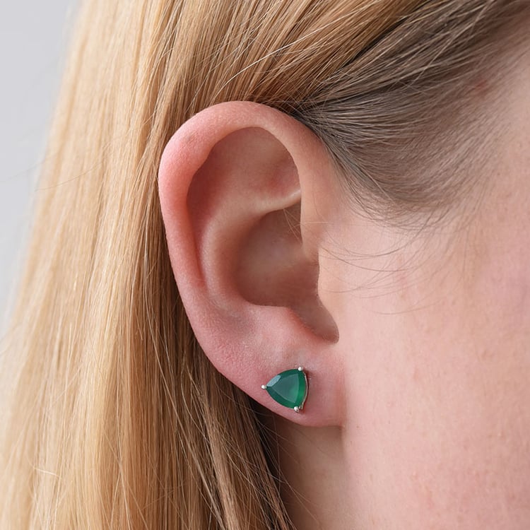 Náušnice se zelenými onyxy ze stříbra 78674