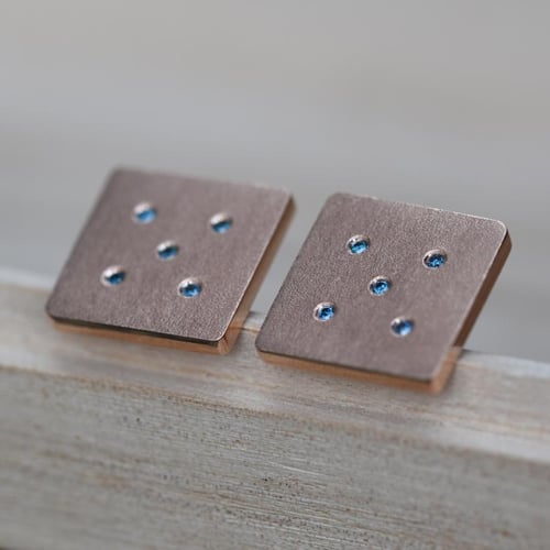 Manžetové knoflíčky ze zlata s modrými diamanty Orien