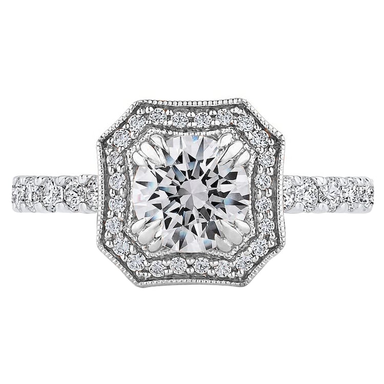 Zlatý diamantový zásnubní prsten v halo stylu Persephone 48148