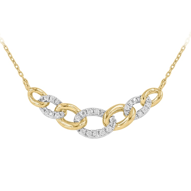 Zlatý proplétaný náhrdelník s přírodními diamanty Purnima