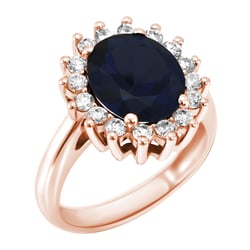 Zlatý prsten s modrým safírem a diamanty Tubiah