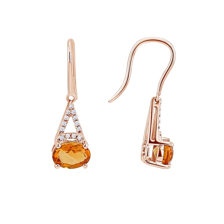 Zlaté citrínové náušnice s diamanty Jesper 128809