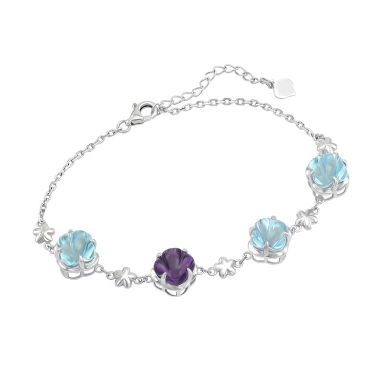 Zlatý náramek s topazy a ametystem