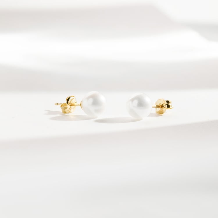 Perlové napichovací náušnice z 14k žlutého zlata Abira 165677