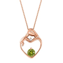 Přívěsek matka a dítě s olivínem a diamantem Ella