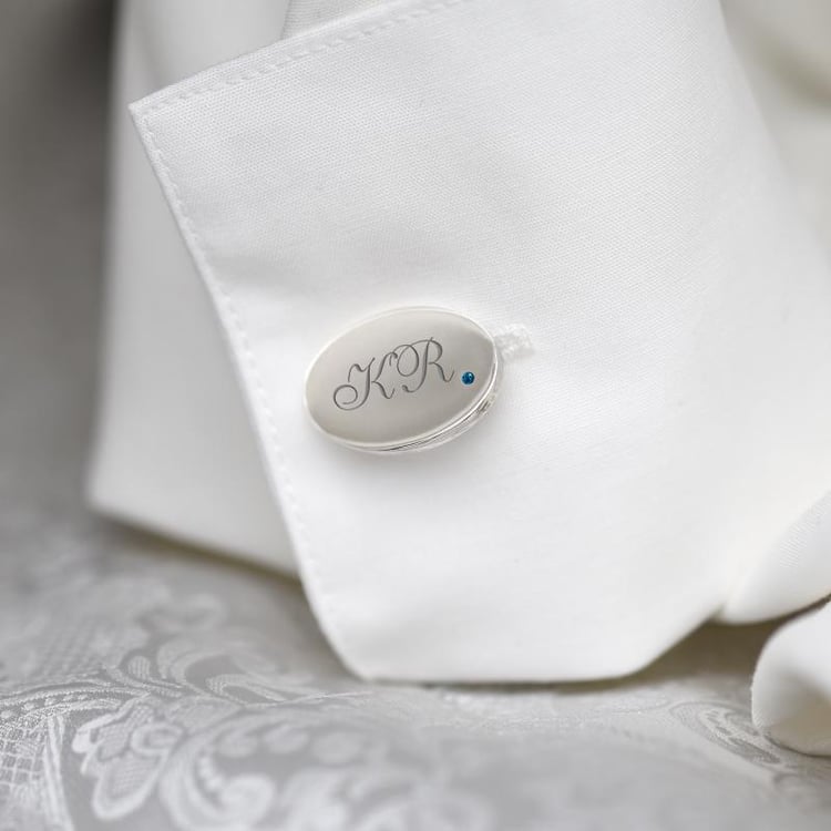 Stříbrné manžetové knoflíčky s modrými diamanty 46946