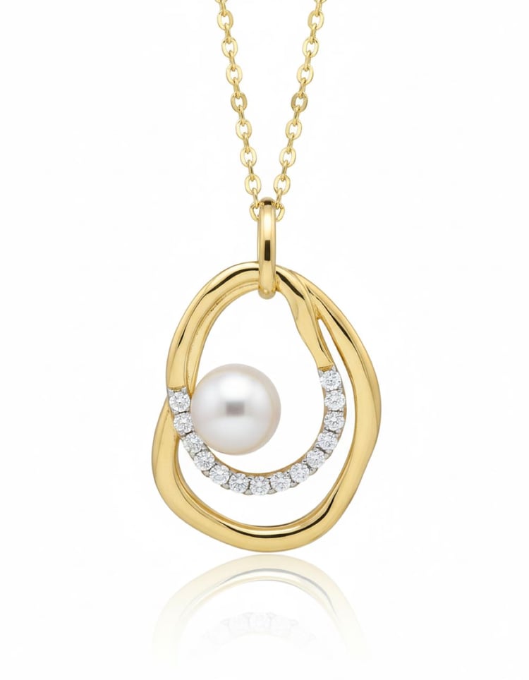 Stříbrný perlový přívěsek s bílými topazy