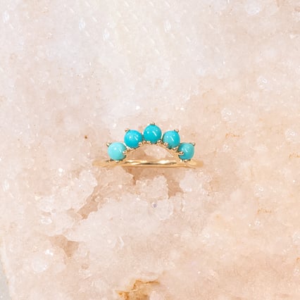 Vykrojený zlatý prsten s tyrkysy Casey