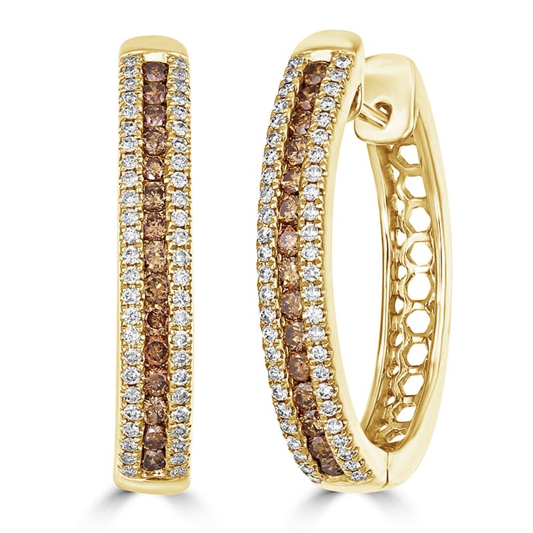 Zlaté náušnice s champagne diamanty 76272