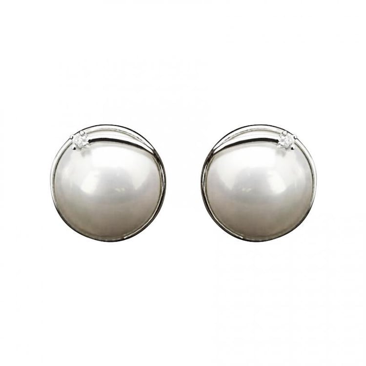 Náušnice z bílého zlata s perlami a diamanty Maud