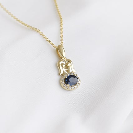 Přívěsek ve znamení Blíženců se safírem a diamanty Gémini