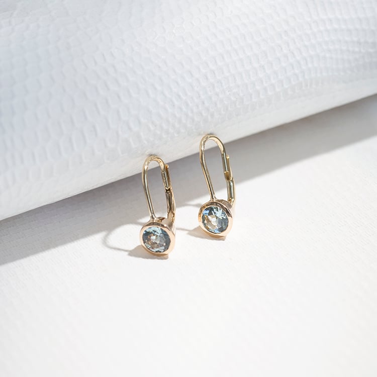 Zlaté visací náušnice s akvamaríny Vega 111596