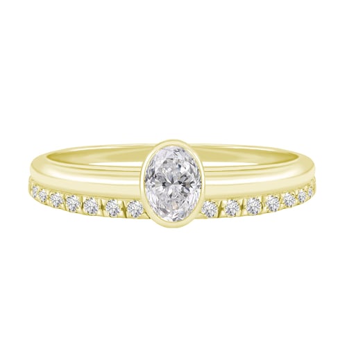 Zlatý zásnubní set prstenů s oválným diamantem Iline