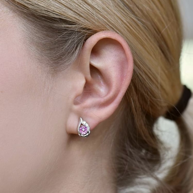 Růžové safírové náušnice 109240