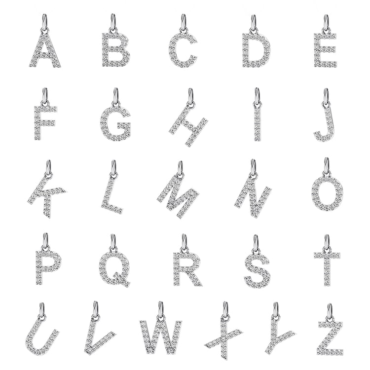 Stříbrný přívěsek ve tvaru písmene s lab-grown diamanty Letra 142836
