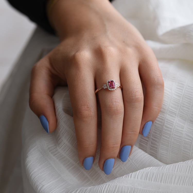 Prsten s turmalínem a diamanty 64033