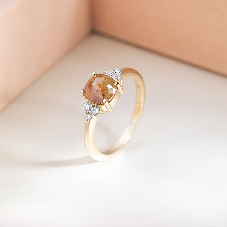 Zlatý prsten se salt and pepper diamantem Agathe 151893