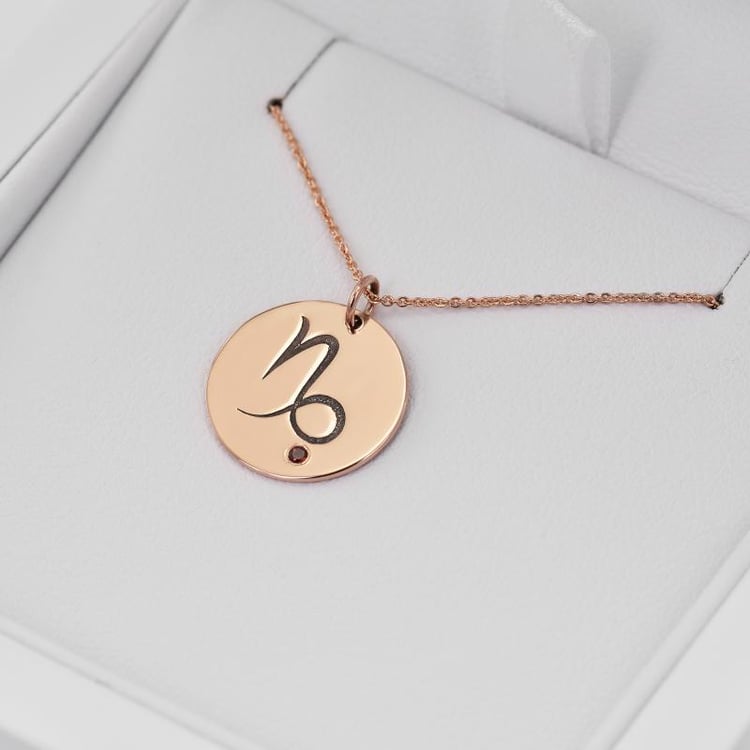 Stříbrný přívěsek se znamením a granátem Kozoroh 103440