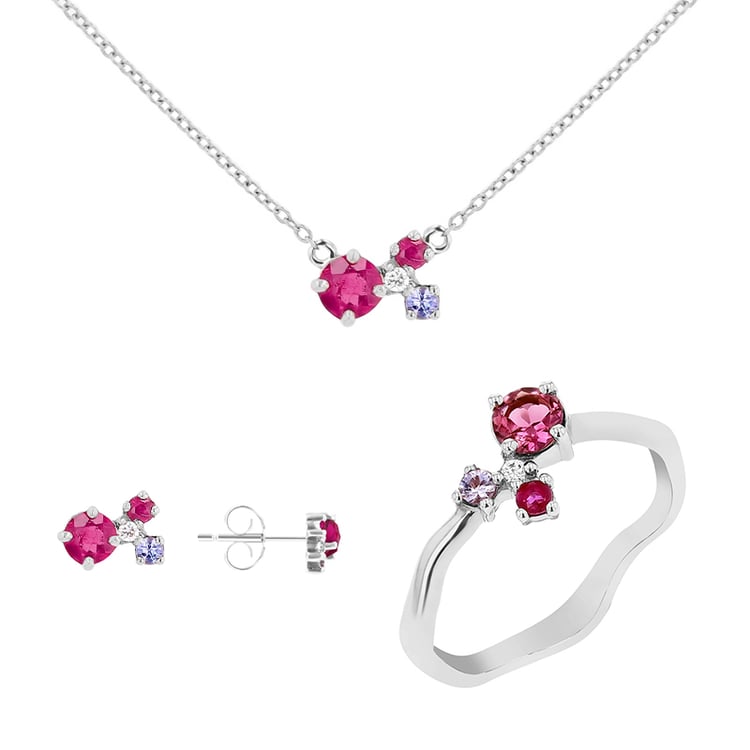 Stříbrná kolekce šperků s turmalíny, tanzanity, rubíny a diamanty Halli 116175