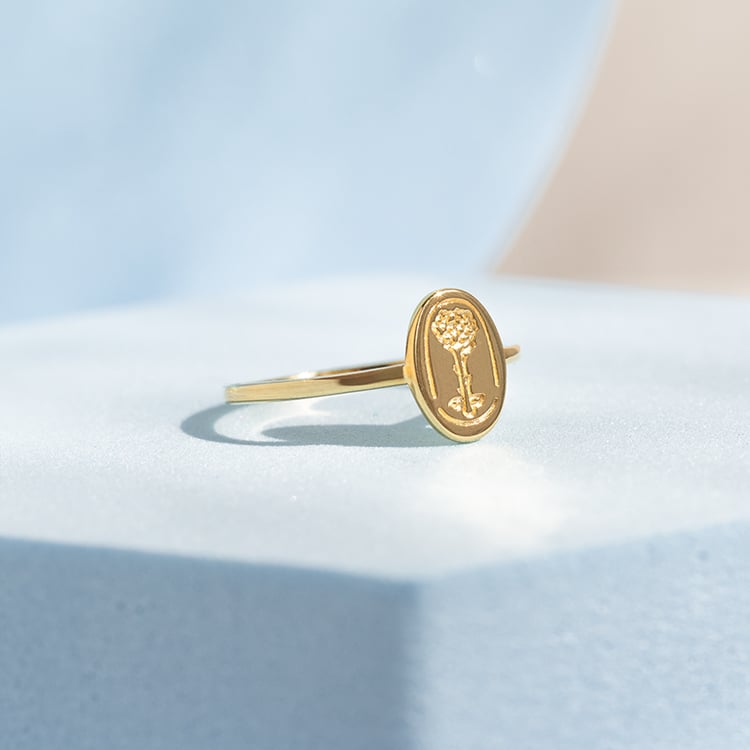 Stříbrný oválný prsten s gravírem růže Malý princ 141784