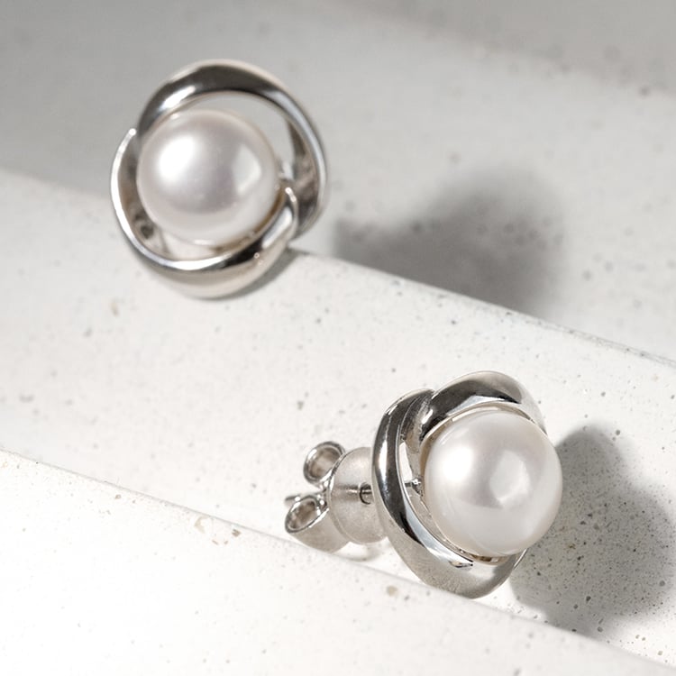 Stříbrné napichovací náušnice s perlami Maria 121835