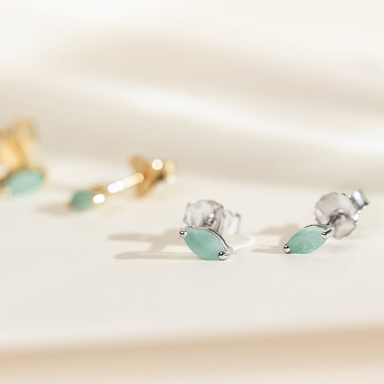 Minimalistické stříbrné náušnice se smaragdy 158408