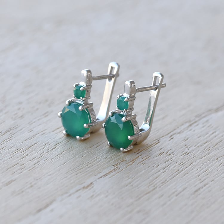 Visací náušnice se zelenými onyxy 68080