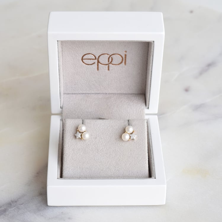 Zlaté perlové náušnice s diamanty 86920