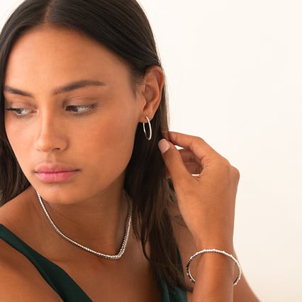 Zlaté flexi kruhové náušnice s lab-grown diamanty Zeta